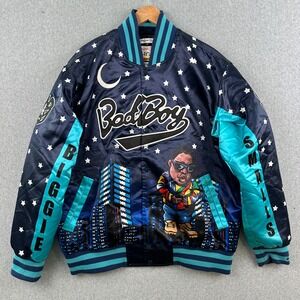 Headgear Classics Jacket Mens XL Blue Biggie Smalls Bad Boy Records Satin Bomber